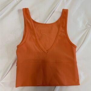 Lululemon Orange Power Pivot Ribbed Tank Top